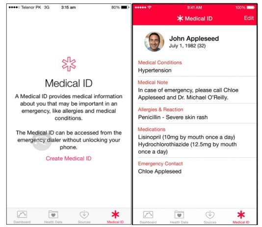 ทิป, ,Medical ID,,พาสเวิร์ด,iOS 8