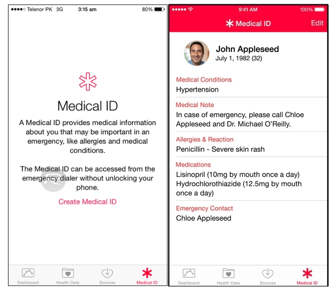 ทิป, ,Medical ID,,พาสเวิร์ด,iOS 8