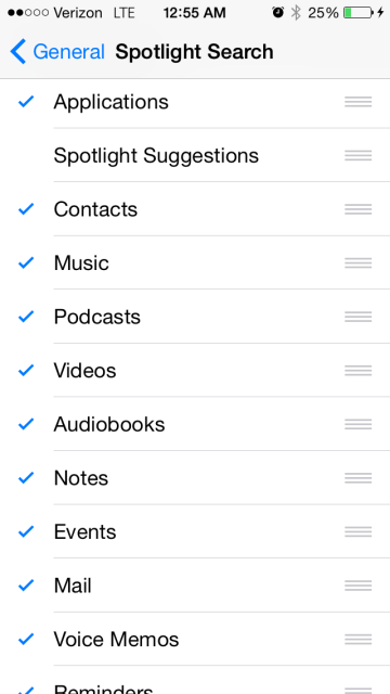 วิธีปรับแต่งค่า, Spotlight, iOS 8,tip